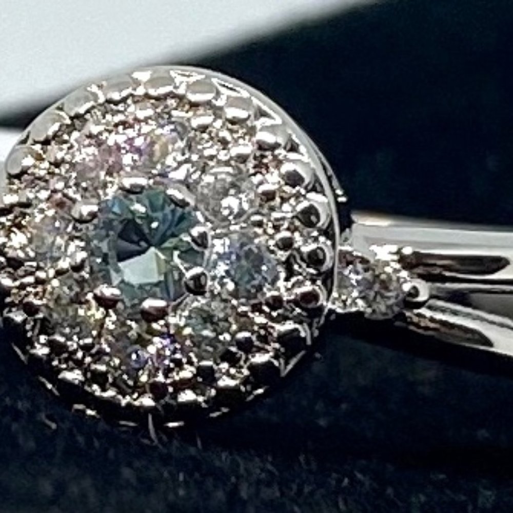 Plus Size Friendly Size 10 Blue & White Topaz Ring